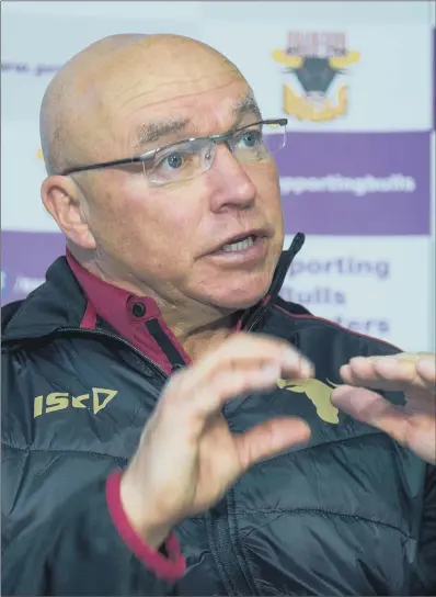  ?? PICTURE: JAMES HARDISTY ?? GOOD SET-UP: Bradford coach John Kear says the building blocks are in place to help him try and get the former Super League champions back up among the game’s elite. The Bulls play Warrington Wolves in the Challenge Cup this weekend – a comptition Kear...