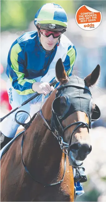  ?? Picture: MICHAEL DODGE ?? Mark Zahra returns to scale on the Aaron Purcell-trained three-year-old colt Merchant Navy after taking out the Group 1 Coolmore Stud Stakes (1200m) at Flemington yesterday