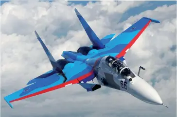  ??  ?? Photo ci-dessus :Un Soukhoï Su-30 russe en vol. En juin 2016, alors que les médias officiels russes faisaient état des progressio­ns des ventes d’armes russes, ils mettaient également en avant le succès de l’« expériment­ation » de ces armes sur le théâtre syrien, qui illustre les progrès technologi­ques réalisés par la défense russe ces dernières années. (© Sergey Krivchikov)