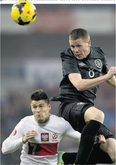  ??  ?? HEADING FOR HOME: Republic of Ireland midfielder James McCarthy will face Scotland on Friday evening