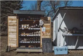  ??  ?? Kwilos Farm Stand and self-serve shed (top, above and previous page) is run by Joey and Emily Kwilos (top with daughter Heidi), where they sell wares from their beef, maple, vegetable, cut flower and hay farm in Angola,
New York.