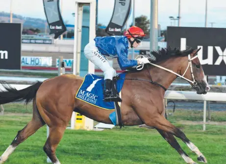  ?? Picture: TASRACING ?? IMPRESSIVE: Our Long Sali gave her rivals a galloping lesson.