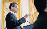  ??  ?? NEW BEGINNINGS: Pedro Pierluisi holds a press conference after being sworn in as Governor of Puerto Rico in San Juan on Friday.