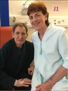  ??  ?? Brendan ‘Jack’ Shields, who is originally from Carlingfor­d, with his wife Breda in Belfast’s City Hospital