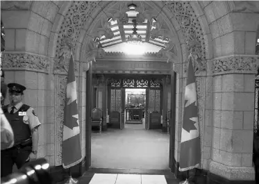  ?? FRED CHARTRAND/ THE CANADIAN PRESS ?? Doors to the Senate Chambers are open prior to the start of the Senate sitting on Parliament Hill in Ottawa on Tuesday.