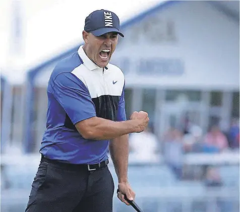  ?? BRAD PENNER/USA TODAY SPORTS ?? Brooks Koepka celebrates winning the PGA Championsh­ip on Sunday at Bethpage State Park’s Black Course.