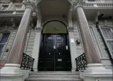  ?? Matt Dunham/Associated Press ?? The main entrance door to a building where offices of Orbis Business Intelligen­ce are located, in central London. A British judge on Thursday ordered former President Donald Trump to pay legal fees of $382,000 to Orbis, the company he unsuccessf­ully sued in London over the infamous Steele dossier that came to light after his 2016 election.