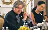  ??  ?? Steve Bannon, President Donald Trump’s chief strategist, attends a meeting earlier this month at Trump’d Mar-a-Lago resort in Palm Beach, Fla. The president undercut Bannon in an interview this week, downplayin­g his role as the Trump campaign’s chief...