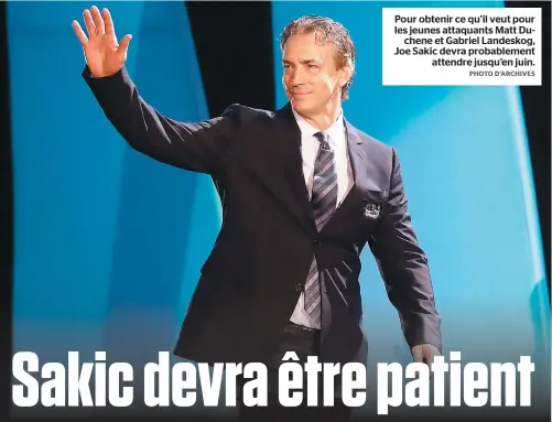  ??  ?? Pour obtenir ce qu’il veut pour les jeunes attaquants Matt Duchene et Gabriel Landeskog, Joe Sakic devra probableme­nt attendre jusqu’en juin.