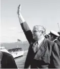  ?? PHOTO: THE NEW ZEALAND HERALD ?? Prime Minister Norman Kirk farewells the HMNZS Otago from the Auckland Naval Base in 1973.