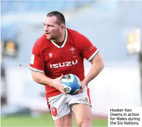  ??  ?? Hooker Ken Owens in action for Wales during the Six Nations.