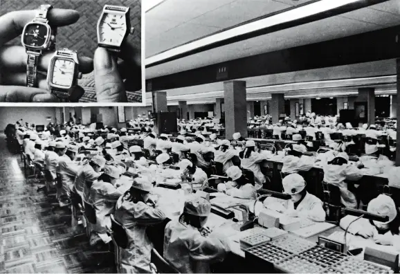  ??  ?? En 1986, l’atelier de production de l’usine de montres no 3 de Shanghai