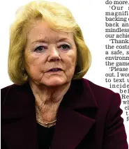  ??  ?? Appeal: Ann Budge wants fans to help identify thugs