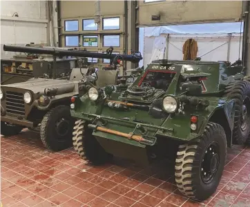  ??  ?? Keep rampaging shoppers at a safe distance with a Ferret armoured car (above) or a Fox armoured car with replica 30mm Rarden cannon (top), both sold by Barry L Hawkins for £15,000 and £20,500 respective­ly