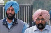  ?? HT PHOTO ?? Former IAS officer Mandeep Singh (blue turban) being produced in an SAS Nagar court on Tuesday.