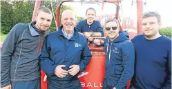  ?? Picture: Phil Hannah. ?? From left: Cameron Peach, Brian Provan, balloon pilot Kate Holzer, past and area chairman Paul Sharket and Michael Giblin.