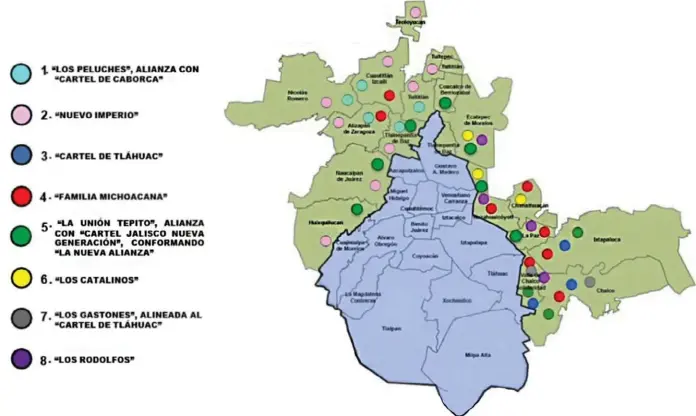  ?? ?? Mapa de georrefere­nciación delictiva en zonas metropolit­anas.