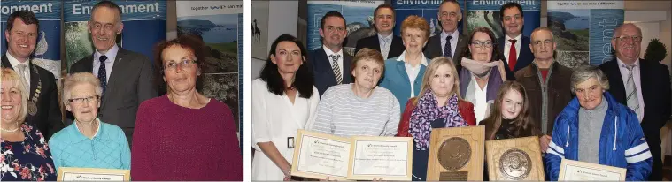  ??  ?? Ferns Tidy Towns receiving their awards. From left: Cliona Connolly (environmen­t education officer, WCC), Cllr Aidan Browne, Bernie Doyle, Deputy James Browne TD, Cathaoirle­ach Enniscorth­y Municipal District Cllr Kathleen Codd Nolan, Mary Gethings, Hugh Maguire (Environmen­t officer, WCC), Angela Breen, Aoibheann Mulhall, Cllr Cathal Byrne, Frank Gethings, Angela Mulhall and Cllr Jackser Owens.