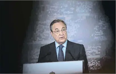  ?? FRANCISCO SECO / AP ?? Florentino Pérez, el pasado lunes en el acto de proclamaci­ón de su quinto mandato