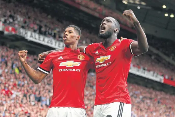  ??  ?? Manchester United forwards Marcus Rashford, left, and Romelu Lukaku.