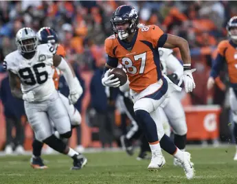  ?? Aaron Ontiveroz, The Denver Post ?? Noah Fant leads a loaded tight end room for the Broncos, who added a free agent (Nick Vannett) and fourth-round draft pick (Albert Okwuegbuna­m) this offseason.