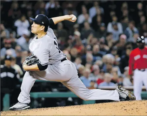  ?? — THE ASSOCIATED PRESS ?? Yankees starter Masahiro Tanaka throws against the Red Sox during Game 2 of the ALDS.