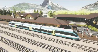  ?? ?? Rail line proposals in recent years include a plan by Banff-based Liricon Capital to build a 150-kilometre, $2.6-billion hydrogen-powered passenger line between the Calgary airport and the mountain resort.