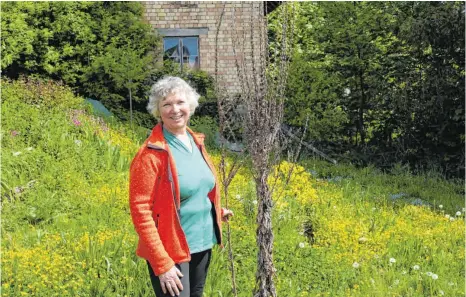  ?? FOTO: ELKE OBERLÄNDER ?? Die Königskerz­e vom Vorjahr lässt Blühbotsch­afterin Theresia Jakob stehen: Sie dient vielen Insekten als Unterschlu­pf.