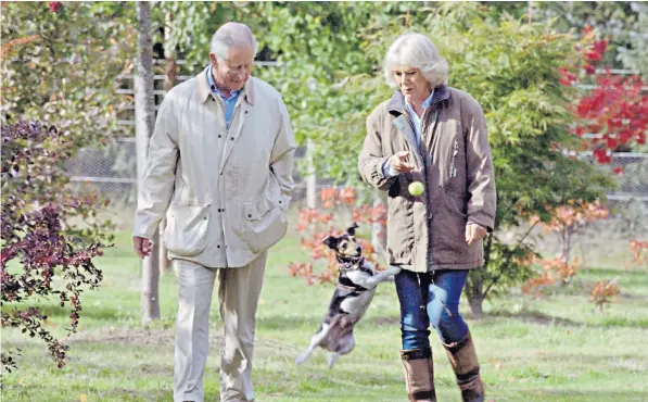  ??  ?? Having a ball: the Prince of Wales, and Camilla, Duchess of Cornwall, in Prince, Son and Heir: Charles at 70, a documentar­y shown on BBC One