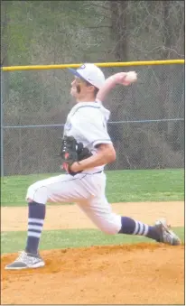  ?? STAFF PHOTOS BY ANDY STATES ?? La Plata’s Jake Hanks pitched five innings, allowing just one run in the Warriors’ 11-1 win over the visiting Huntingtow­n Hurricanes on Thursday afternoon.