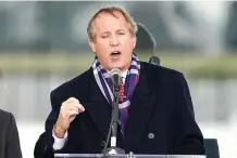  ?? AP Photo/Jacquelyn Martin, File ?? Texas Attorney General Ken Paxton speaks Jan. 6 in Washington at a rally in support of President Donald Trump. The Supreme Court rejected the latest major Republican-led effort to kill the national health care law known as “Obamacare” on Thursday, preserving insurance coverage for millions of Americans. Paxton pledged to continue the fight against “Obamacare,” which he called a “massive government takeover of health care.”