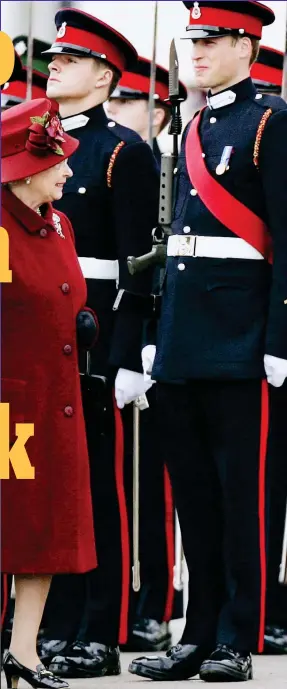  ??  ?? Standing tall and proud: Sandhurst graduates — including Prince William — are inspected by the Queen in 2006