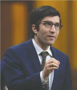  ?? ADRIAN WYLD / THE CANADIAN PRESS ?? Tory MP Garnett Genuis, an advocate for social conservati­ves in his party, rises during question period in the House of Commons in Ottawa last June.