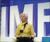  ?? AP PHOTO — JOSE LUIS MAGANA ?? Internatio­nal Monetary Fund (IMF) Managing Director Christine Lagarde speaks at the panel “Reforming the Euro Area: Views from inside and outside of Europe” in Washington.