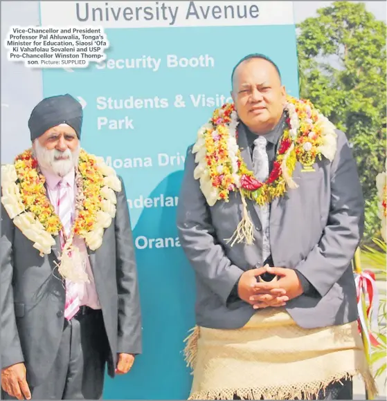  ?? Picture: SUPPLIED ?? Vice-Chancellor and President Professor Pal Ahluwalia, Tonga’s Minister for Education, Siaosi ‘Ofa Ki Vahafolau Sovaleni and USP Pro-Chancellor Winston Thompson.