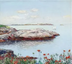 ??  ?? Childe Hassam (1859-1935), Isles of Shoals, ca. 1890. Oil on canvas, 15¾ x 17¾ in., signed lower right with artist’s crescent device: ‘Childe/hassam’. Estimate: $1/1.5 million