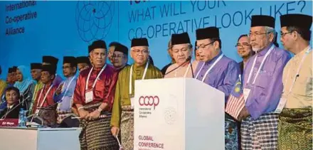  ??  ?? Angkasa vice-president Datuk Kamarudin Ismail (fourth, right) is one of the candidates vying for a seat on the Internatio­nal Co-operative Alliance’s General Assembly presidenti­al and board member’s election on Nov 17, this year.