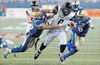  ?? CANADIAN PRESS FILE PHOTO ?? The Hamilton Tiger-Cats and quarterbac­k Jeremiah Masoli (8) are second in the CFL offensive yardage but only fifth overall in scoring, which is something they’ll try to rectify against Edmonton on Thursday.