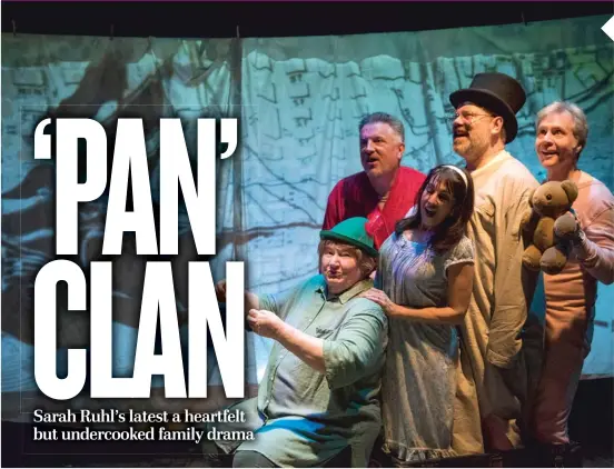  ??  ?? Kathleen Ruhl ( from left), Ben Werling, Eileen Niccolai, H. B. Ward and Patrick Thornton star in Shattered Globe Theatre’s production of “For Peter Pan on Her 70th Birthday,” by Sarah Ruhl. MICHAEL BROSILOW