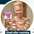  ?? ?? Emeli after receiving her MBE in 2018