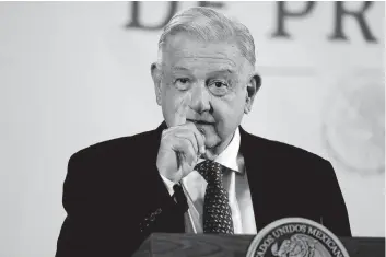  ?? EYEPIX Luis Barron/ Eyepix Group/Sipa USA ?? Mexico’s President Andres Manuel Lopez Obrador gesticulat­es during a briefing conference on March 27 in Mexico City.