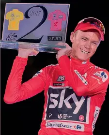  ?? GETTY ?? Chris Froome, 32, sul podio dell’ultima Vuelta vinta dopo il Tour