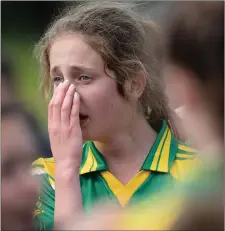  ??  ?? Mary O’Connell after Kerry were beaten in the All-Ireland Ladies Football U-14 ‘A’ Championsh­ip Final at McDonagh Park in Nenagh