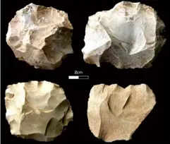  ?? (PA) ?? Archaeolog­ists have found man-made tools dating from before and after the super-eruption