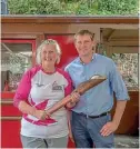  ?? ?? Baton bearer Coun Beth Lawton with Talyllyn general manager Stuart Williams. PHIL TUGWELL/TR