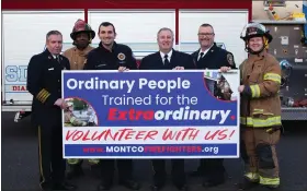  ?? PHOTO BY COMMUNICAT­IONS SOLUTIONS ?? Left to right: Firefighte­rs Glen Russell, Ron Griffith, Matt Kozeniewsk­i, George Wilmot, Mike Jones, Zach Trowbridge share the recruitmen­t campaign message.