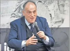  ??  ?? TEBAS. El presidente de LaLiga abrió el III Congreso de ProLiga.