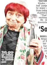  ??  ?? Varda shows her Berlinale Camera award. — Reuters photo