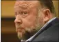  ?? TYLER SIZEMORE — HEARST CONNECTICU­T MEDIA VIA AP, FILE ?? Infowars founder Alex Jones appears in court to testify during the Sandy Hook defamation damages trial at Connecticu­t Superior Court in Waterbury, Conn., on Sept. 22.