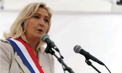  ??  ?? The far-right leader Marine Le Pen said she understood the sentiments of the first letter and called on the signatorie­s to support her politics and her bid for the French presidency in 2022. Photograph: Sylvain Lefevre/Getty Images